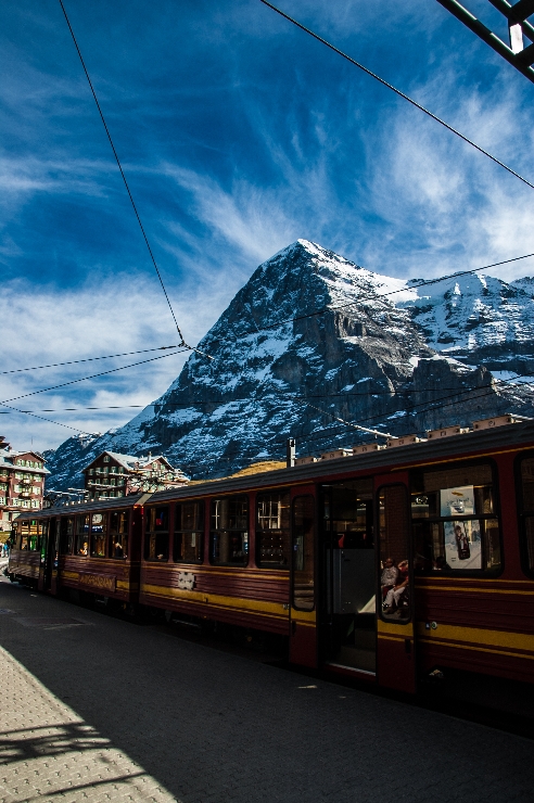 스위스 알프스 산의 기차 