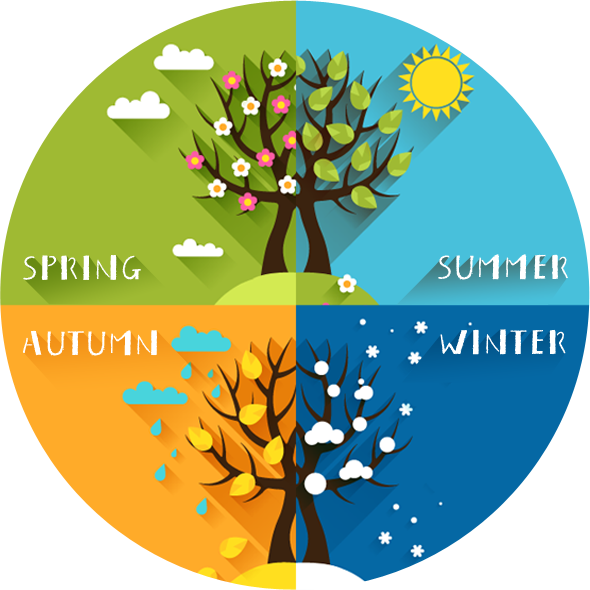 SPRING, SUMMER, AUTUMN, WINTER 사계절의 영역이 표기되어 있다.