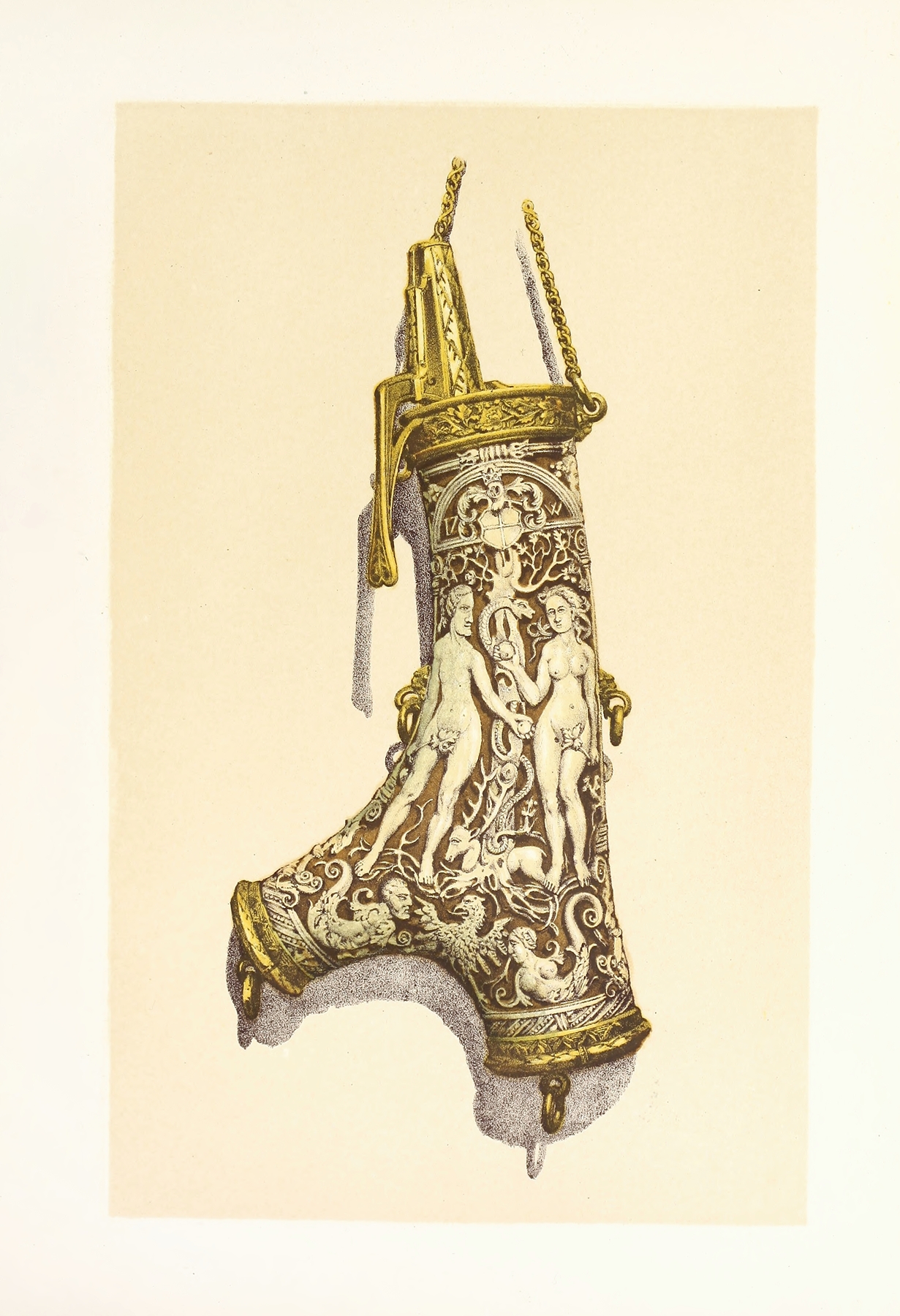 Powder-Flask in Stag’s Horn, mounted in Silver Gilt 썸네일