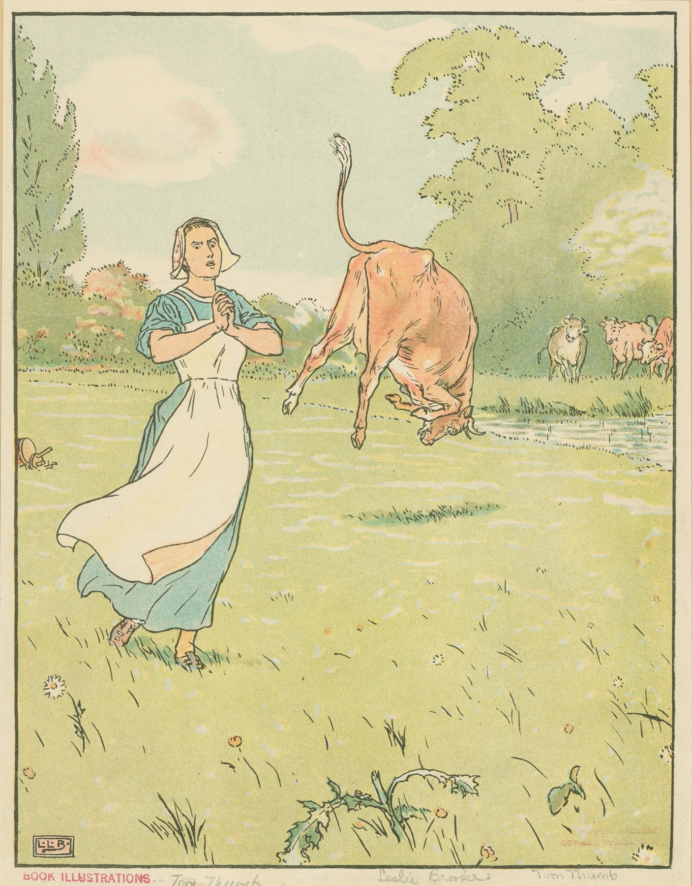 Milkmaid and cows in a field 썸네일