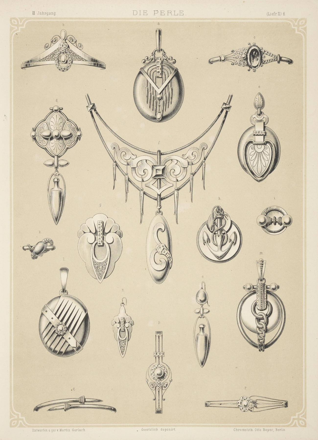Ii Jahrgang (Liefr. Ii) 6. [Seventeen Designs For Silver Jewelry, Some With Pearls.] 썸네일