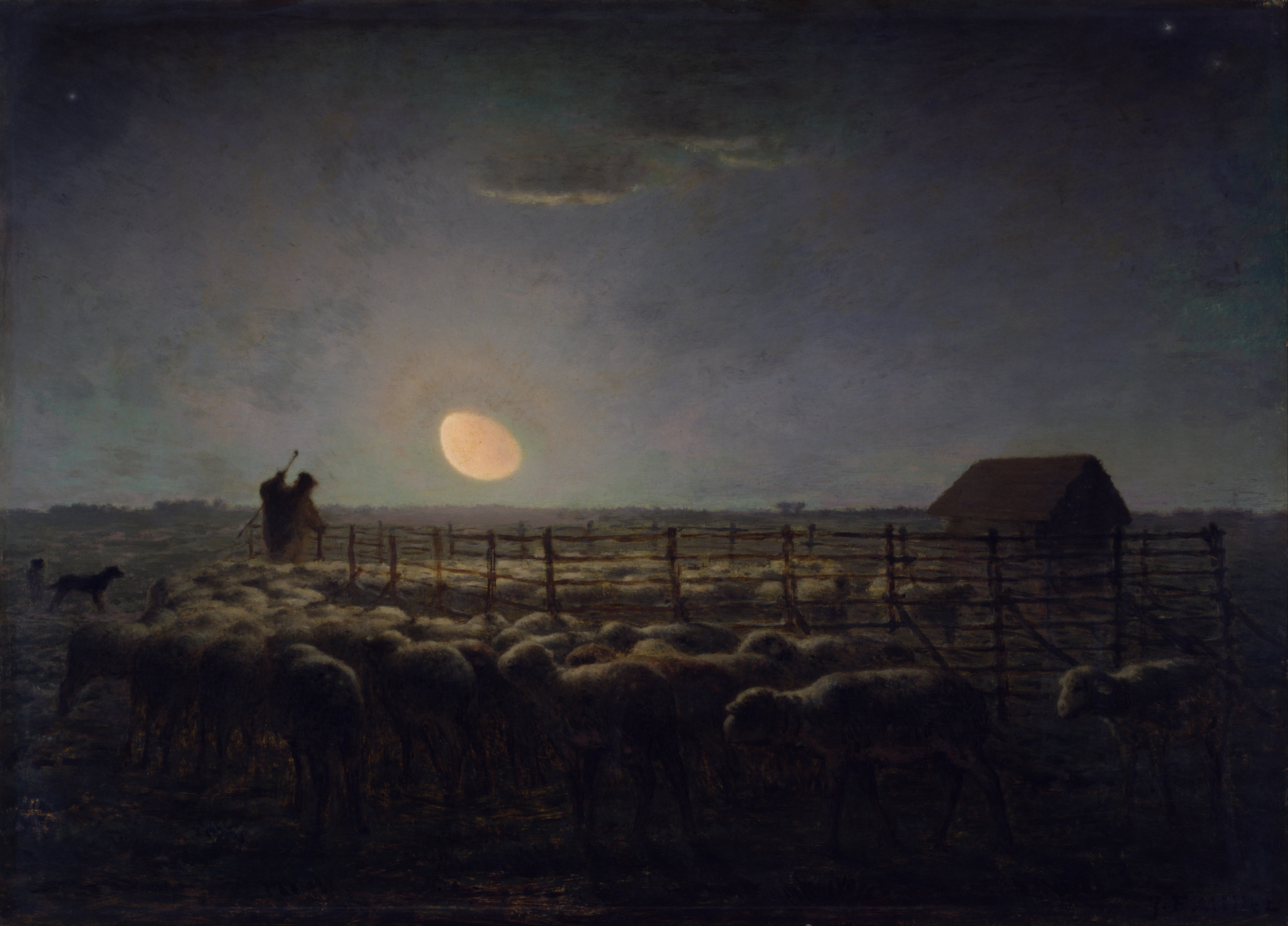 0141_Jean-Francois Millet_The Sheepfold, Moonlight 썸네일