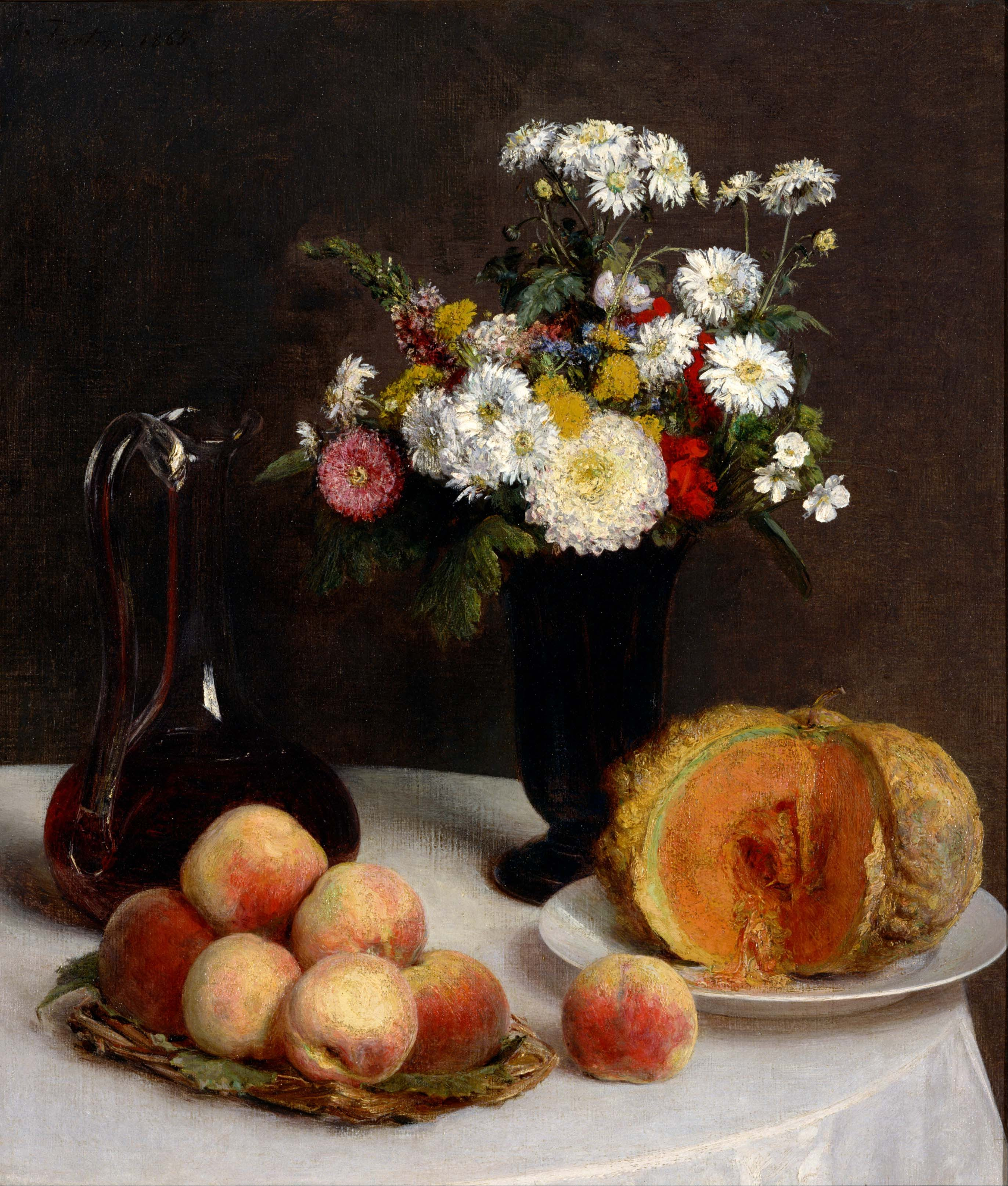 0548_Henri Fantin-Latour_Still Life with a Carafe, Flowers and Fruit 썸네일