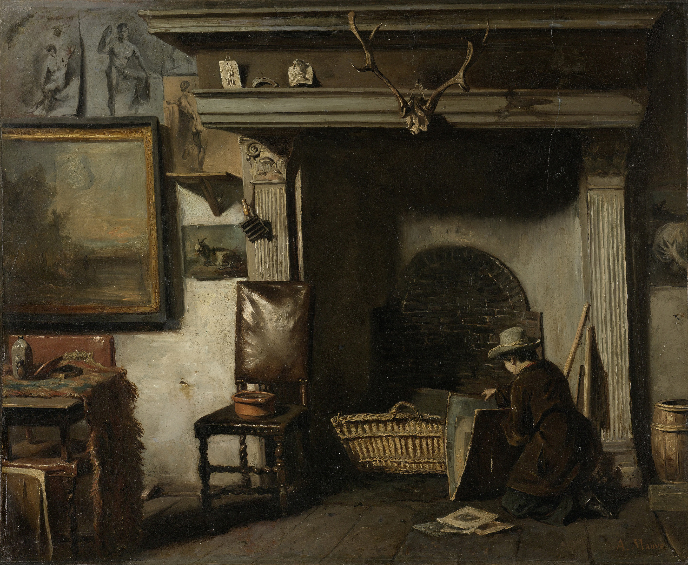 0851_Anton Rudolf Mauve_The Studio of the Haarlem Painter Pieter Frederik van Os 썸네일