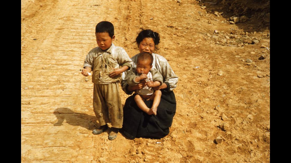 1952년 부산 동구 범일동 자성대 인근 도로에서 어머니와 아이들 썸네일