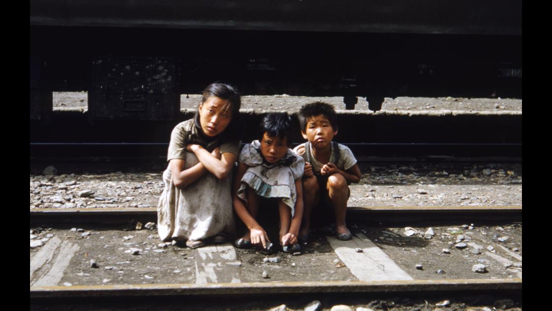 1952년 부산역 구내 열차에서 생활하는 피란민 오누이 썸네일