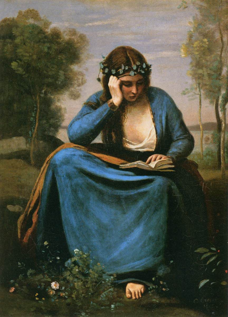 0383_Jean-Baptiste-Camille Corot_The Reader Wreathed with Flowers 썸네일